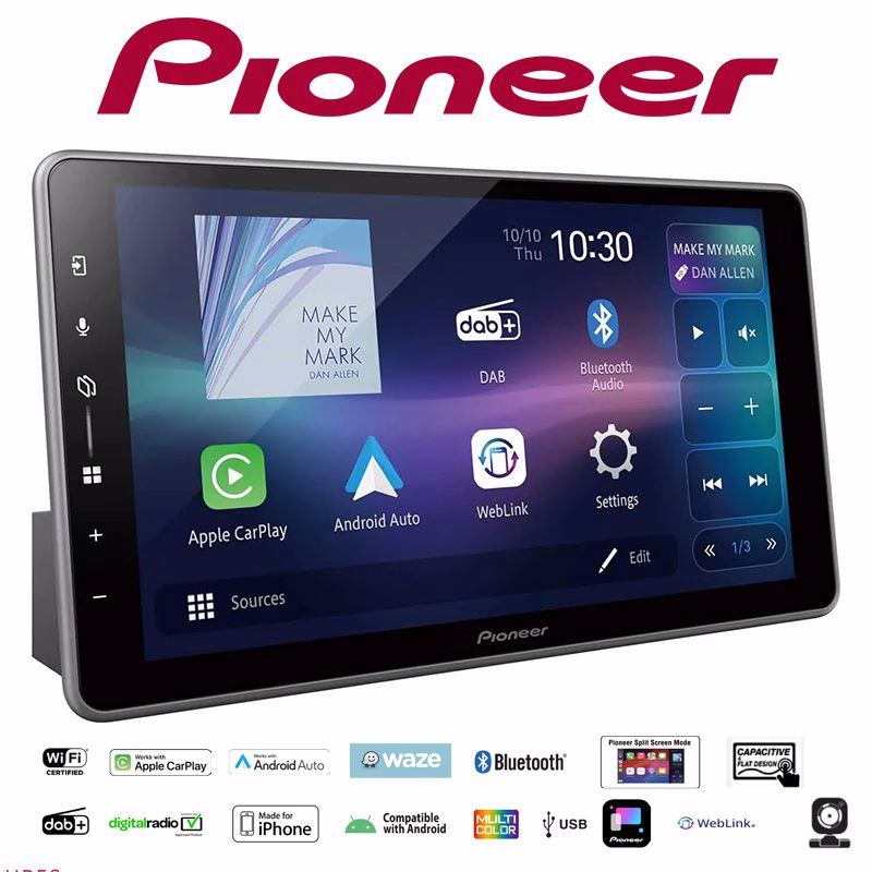 Pioneer SPH-DA97DAB Single Din 9.0” Car Stereo with Wireless Apple Carplay and Android Auto, DAB+ Digital Radio, Bluetooth...