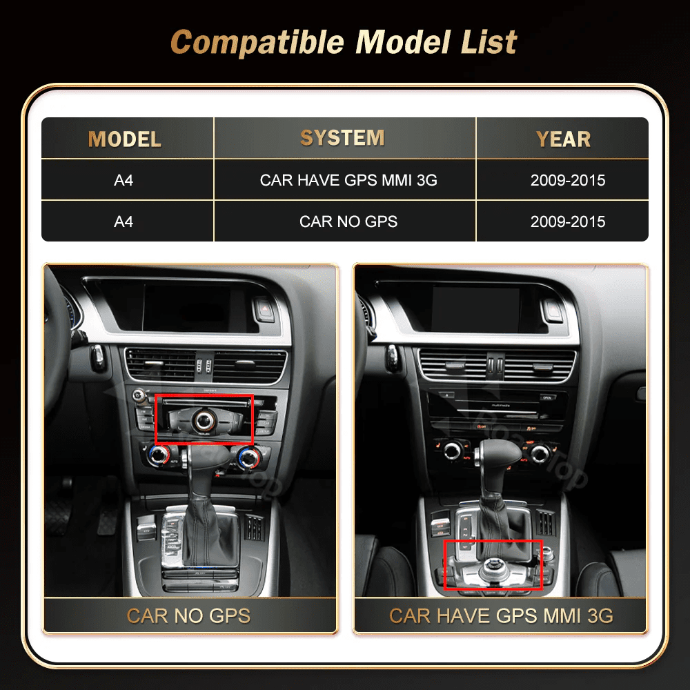 Visual 8.9″ / 12.3″ Car Multimedia Linux Screen with Apple CarPlay & Android Auto For AUDI Q5 2009-2017 with MIB, Low-end,...