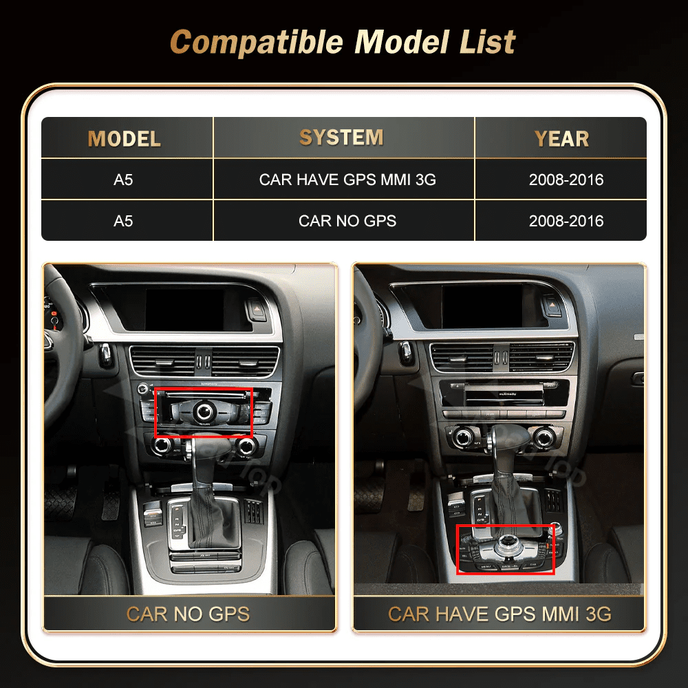 Image 8.9″ / 12.3″ Car Multimedia Linux Screen with Apple CarPlay & Android Auto For AUDI Q5 2009-2017 with MIB, Low-end,...