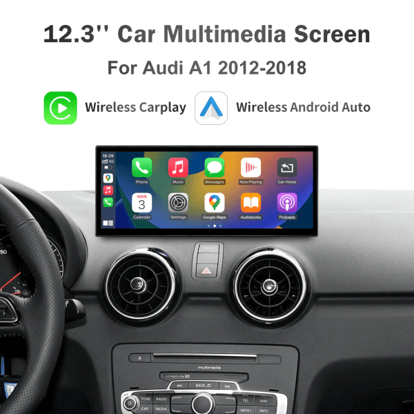 12.3" Car Multimedia Linux Screen with Apple CarPlay & Android Auto For AUDI A1, Q3 2012-2018 with RMC, HN+ System