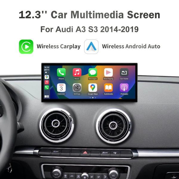 12.3" Car Multimedia Linux Screen with Apple CarPlay & Android Auto For AUDI A1, A3 2014-2018 with MIB System
