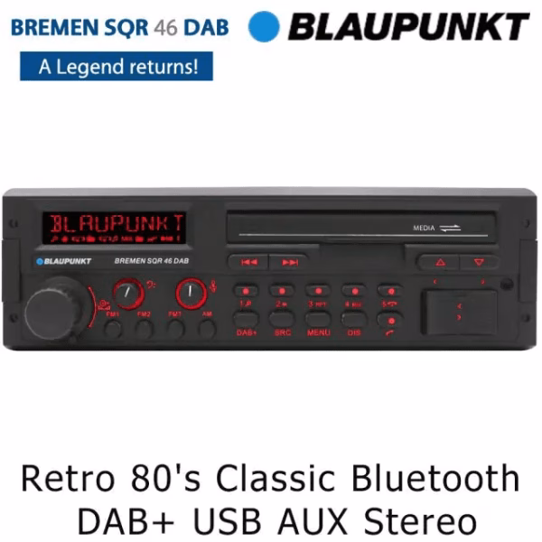 Blaupunkt Bremen SQR 46 DAB – Retro Classic Bluetooth Radio DAB+ USB Stereo for Cars - incarmusic.co.uk