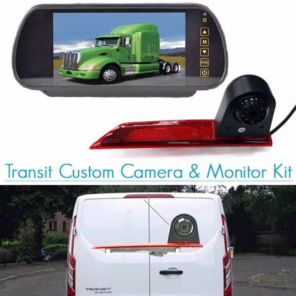 7″ Mirror Monitor & Rear Door Brake Light Camera Kit For Ford Transit Custom - incarmusic.co.uk
