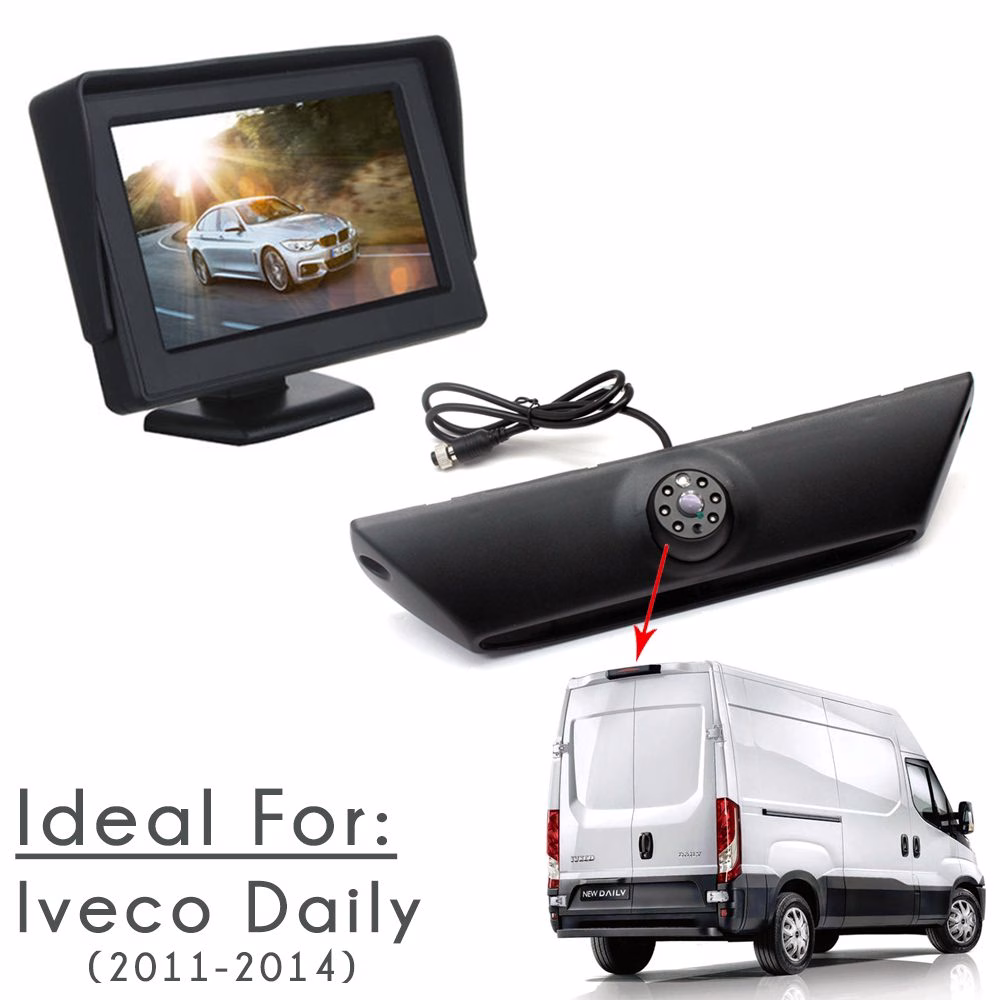 4.3 Inch Monitor & Rear Brake Light Parking Camera Kit For Iveco Daily 2011-14 - incarmusic.co.uk