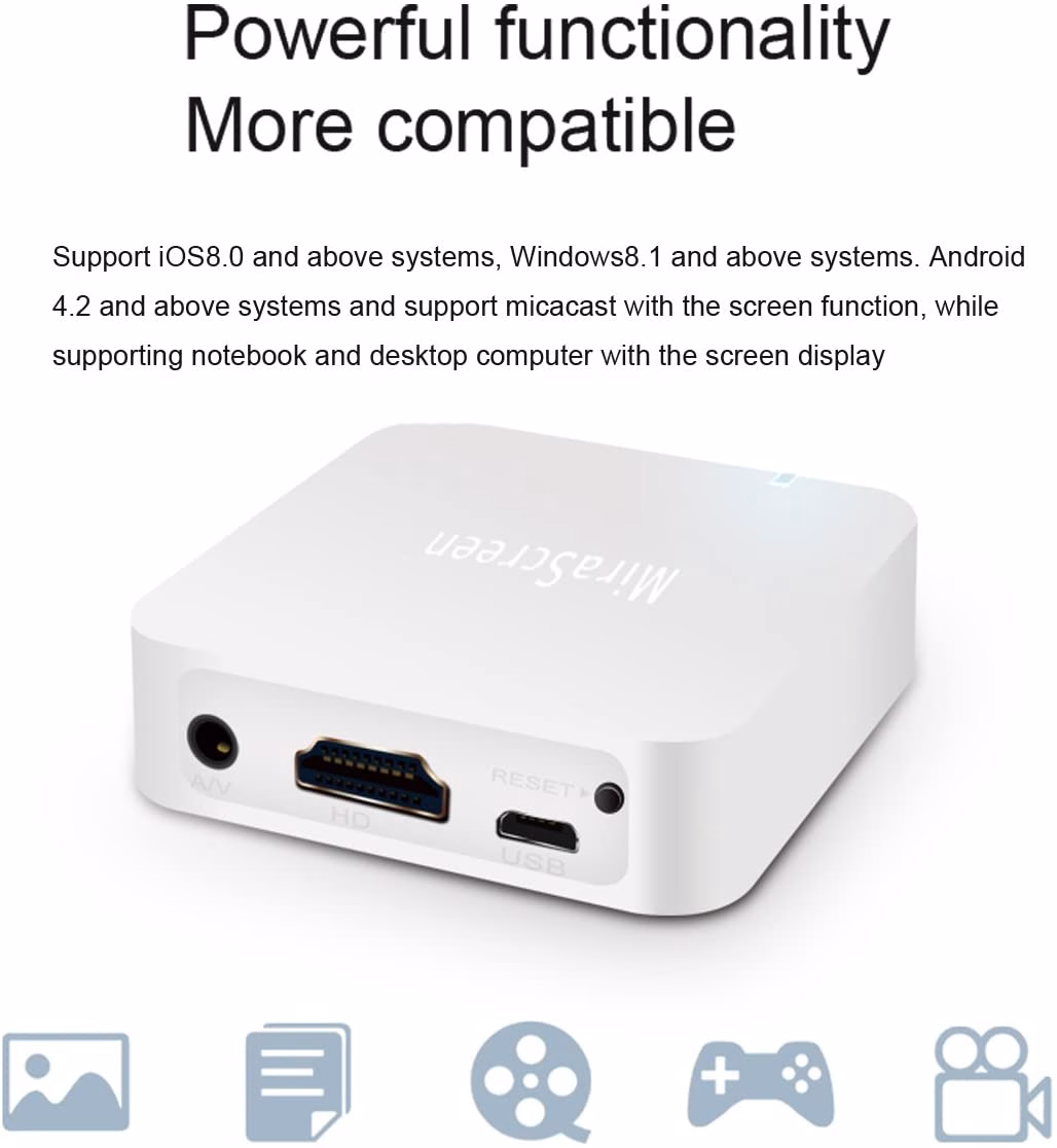 Car Wireless Display Box Mirror Phone to Car Screen, Support Miracast from iOS Android Phone Screen Mirroring for Car, GPS...