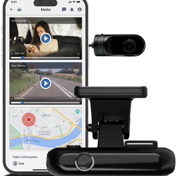 Rewire Security 4G Dual Dashcam – Front Rear HD Live Video with Cloud Based Footage Management App for Personal & Fleet...