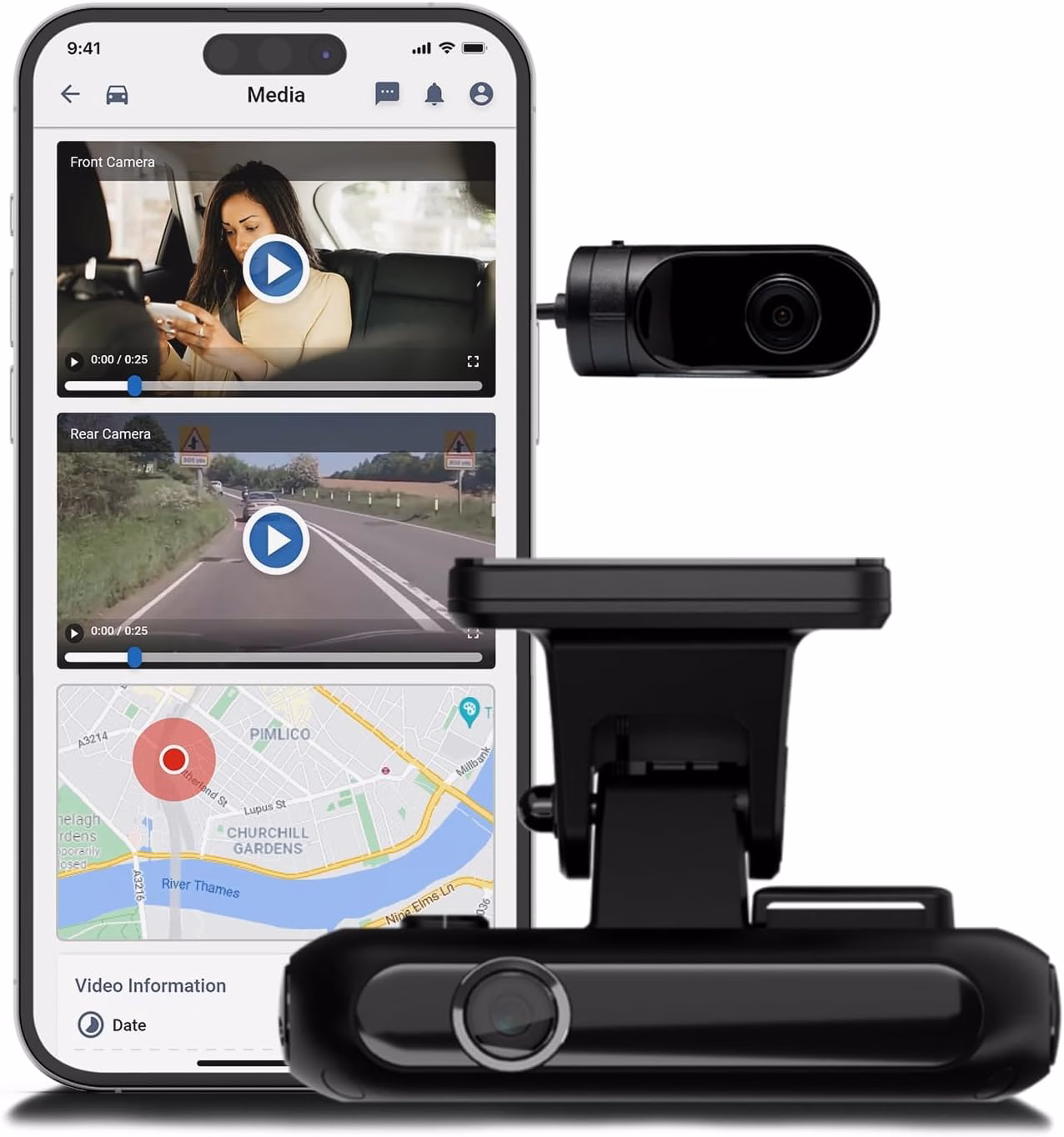 Rewire Security 4G Dual Dashcam – Front Rear HD Live Video with Cloud Based Footage Management App for Personal & Fleet...