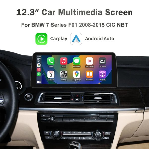 12.3" Car Multimedia Linux Screen with Apple CarPlay & Android Auto For BMW 7 Series F01 2008-2015 with CIC/NBT System