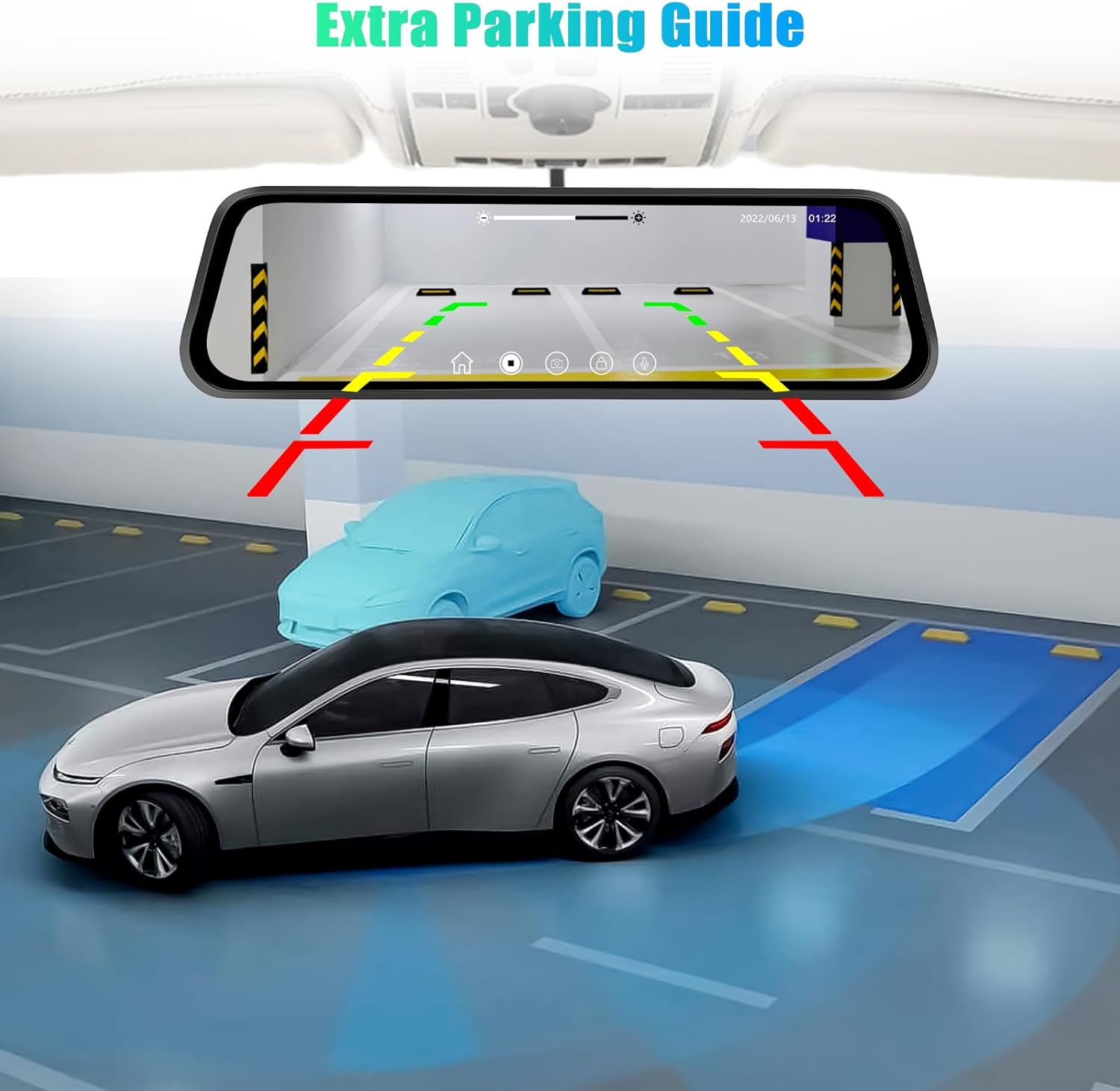 9.66″ Touch Screen Car Dvr Camera Rear View Mirror 2K Front Dash Cam FHD 1080P Rear Video Recorder - incarmusic.co.uk