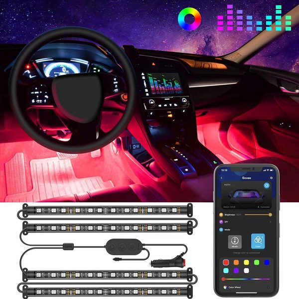 Interior 4 Footwell Car LED Strip Light, Ambient Lighting, Multi Colour Under Dash Car Lighting