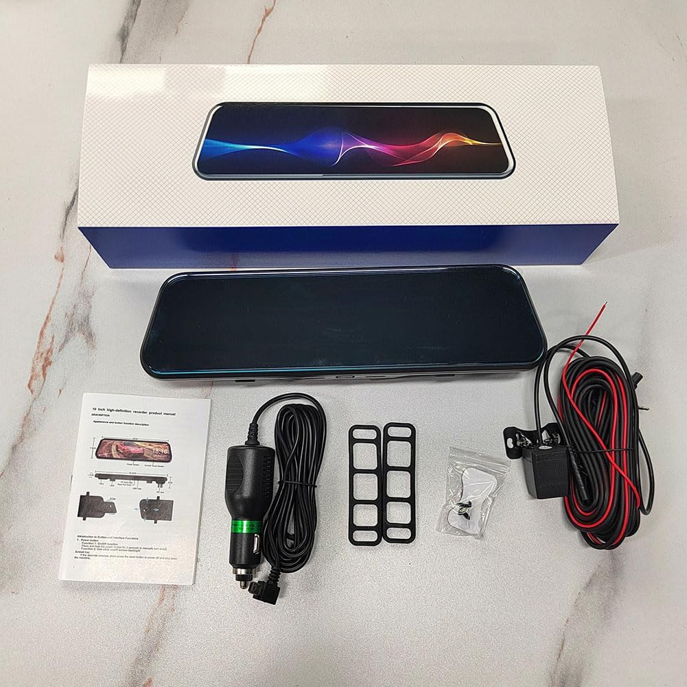 9.66″ Touch Screen Car Dvr Camera Rear View Mirror 2K Front Dash Cam FHD 1080P Rear Video Recorder - incarmusic.co.uk