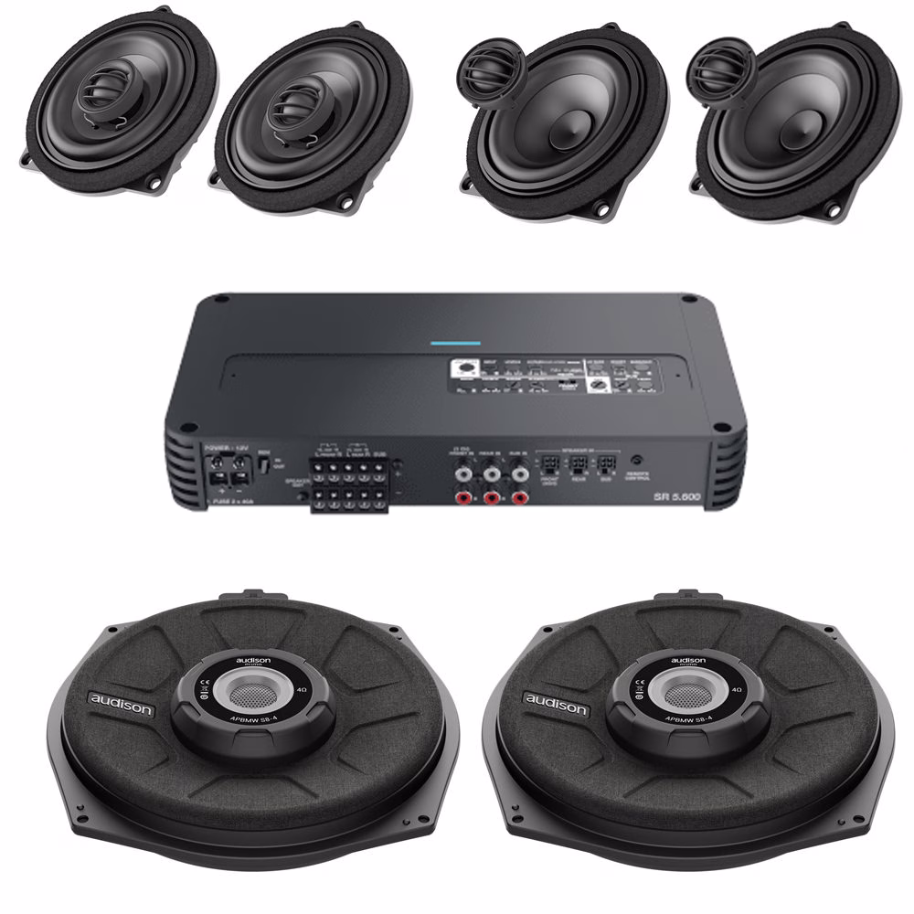 BMW 1,2,3,4,5,6,7,X Series Car Speakers, Subwoofer with 5 Channel Amplifier Package including Cables - incarmusic.co.uk