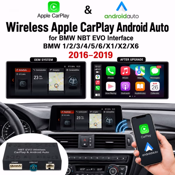Wireless Apple CarPlay Android Auto for BMW NBT EVO with ID6 Head unit
