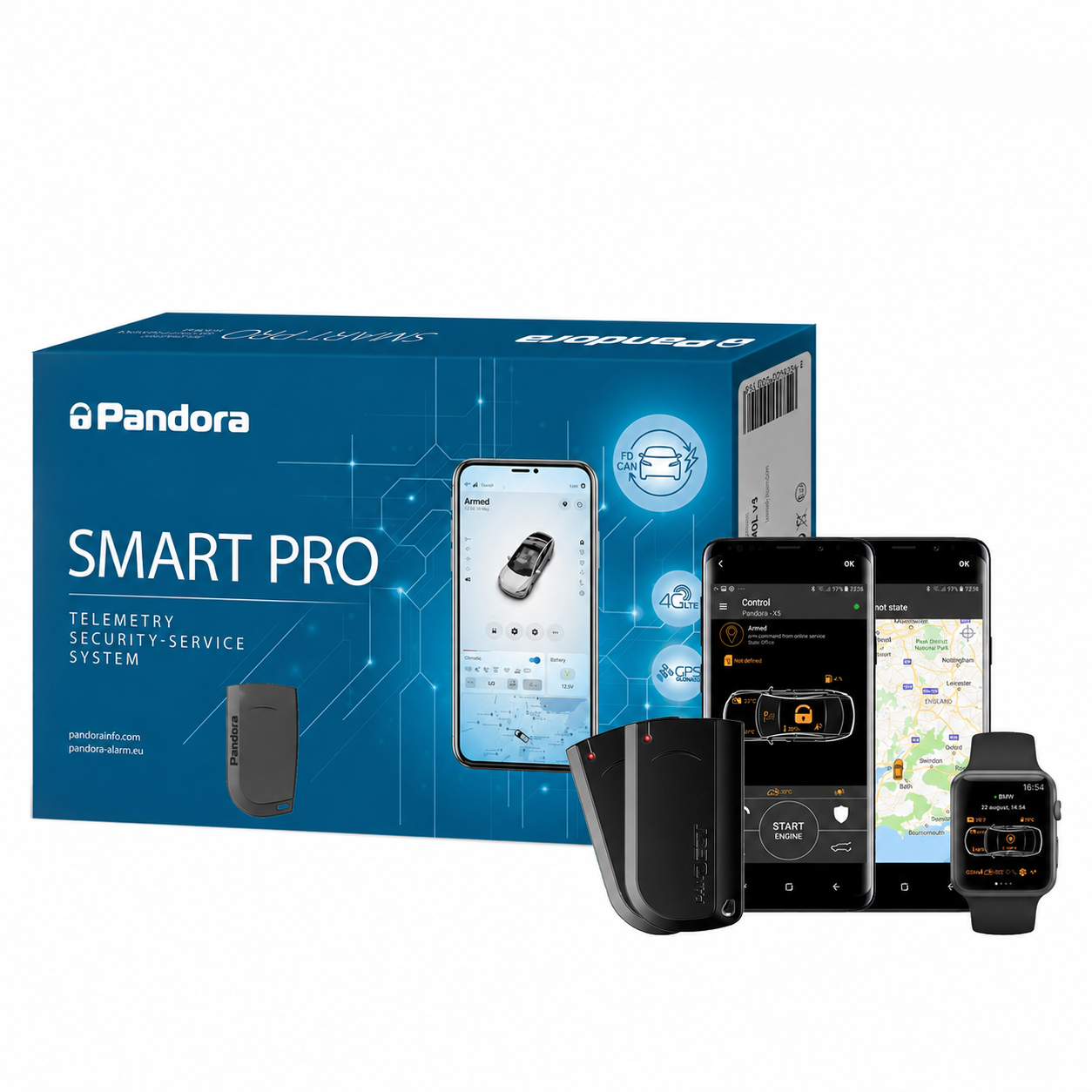 Pandora Smart Pro V3 Car, Van Alarms with Tracker, Smartphone App & Notifications, Immobiliser, Shock, Tilt and Motion sensor