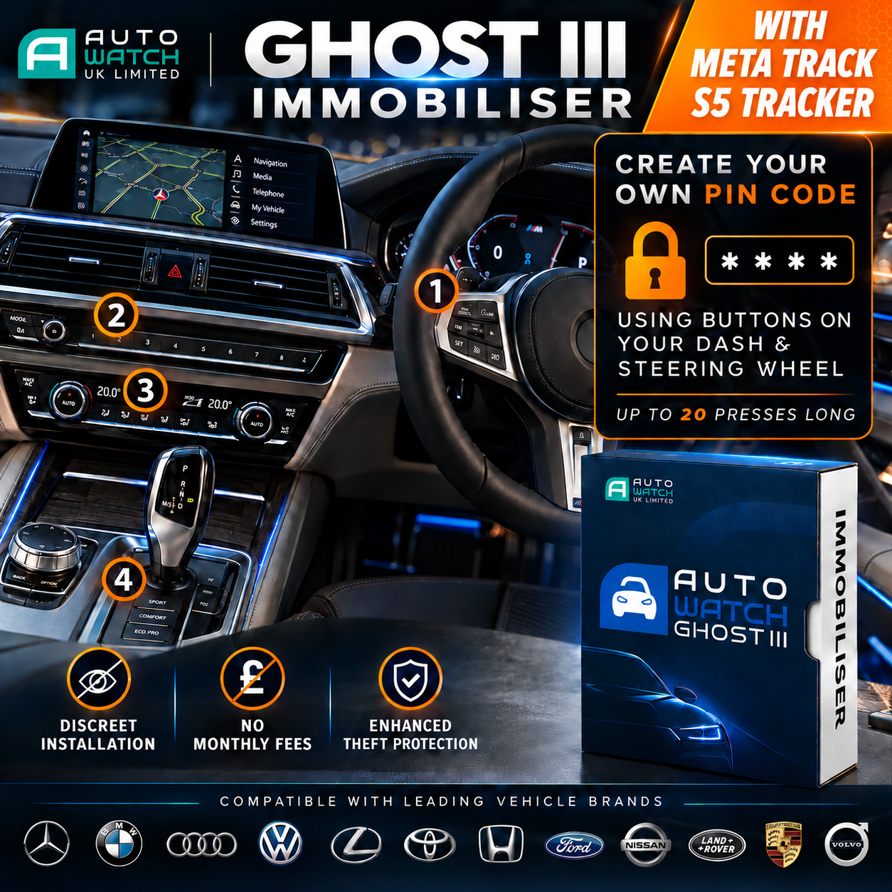 Autowatch Ghost 3 Ultimate Vehicle Security Immobiliser + Thatcham Aprroved Cat S5 VTS Tracking System — view main ·...
