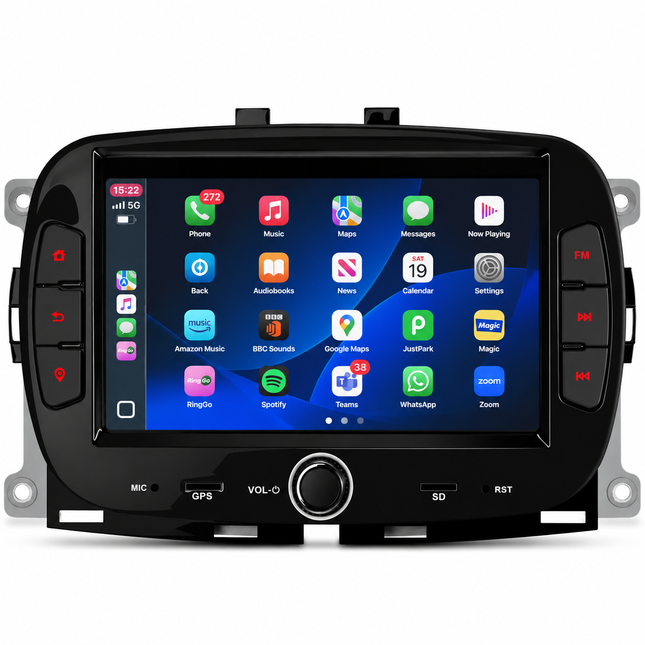 7″ Android Multimedia Car Stereo with Built-in Apple CarPlay & Android Auto Custom Fit for Fiat 500 (2016-2020） — view main...