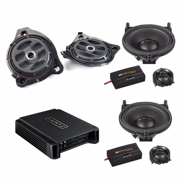 Match Mercedes Audio Upgrade Custom Package with 2-Way Component Speakers, Woofers and Amplifier - incarmusic.co.uk