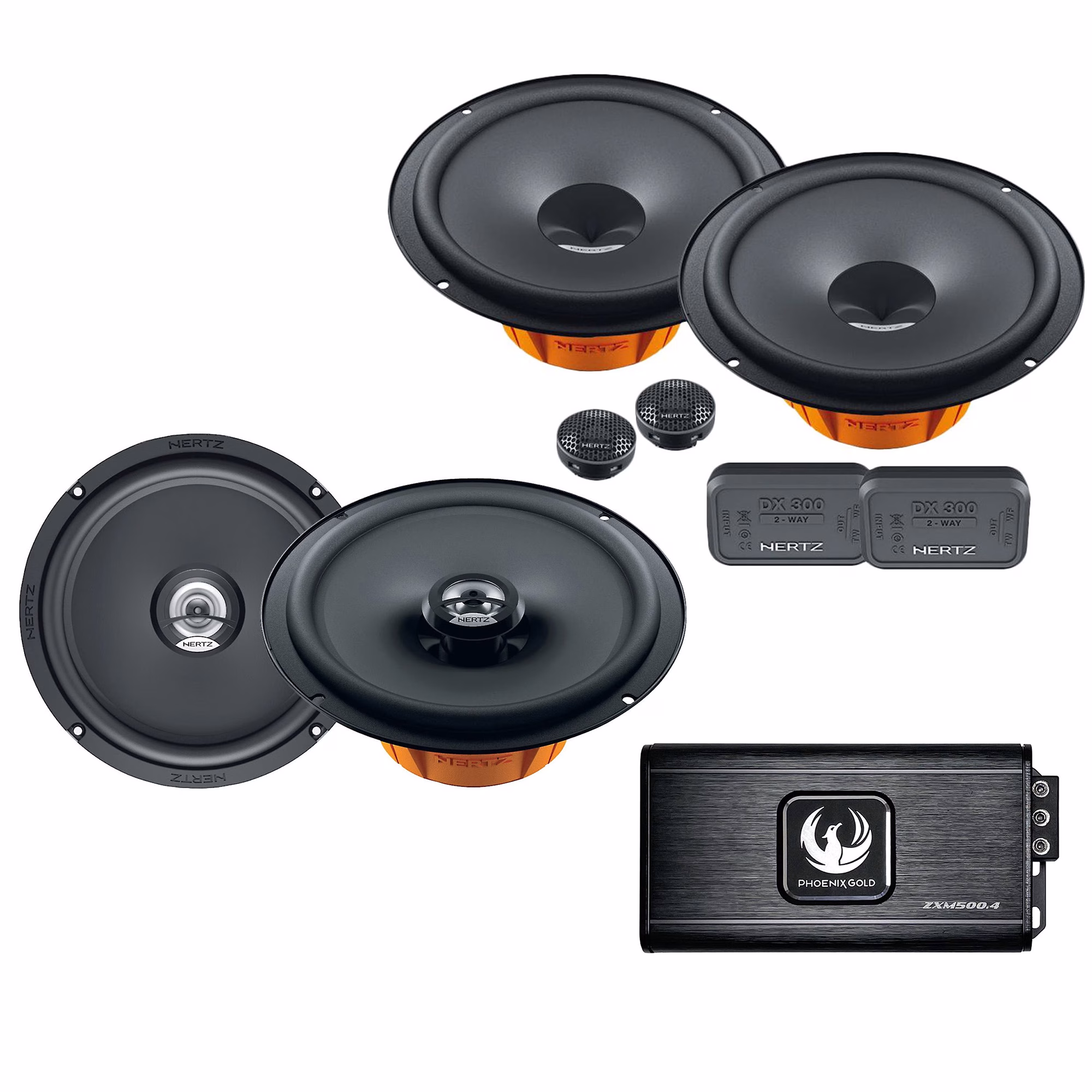Hertz Dieci 2 Way System Component & Coaxial Speakers 6.5″ & 4 Channel Amplifier Package - incarmusic.co.uk