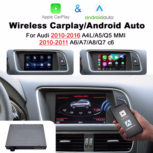 Wireless Apple CarPlay Android Auto For Audi A4 A5 Q5 MMI 3G 3G+ Basic A6 Q7 C6