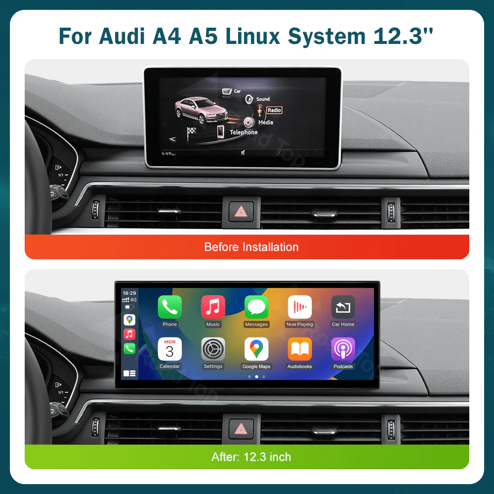 Image 8.9″ / 12.3″ Car Multimedia Linux Screen with Apple CarPlay & Android Auto For AUDI Q5 2009-2017 with MIB, Low-end,...