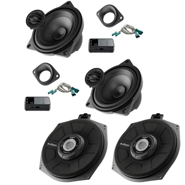 Audison Prima APBMW K4M 2 Way Component Speaker Kit and Audison 8 Inch Under Seat Car Subwoofer For BMW