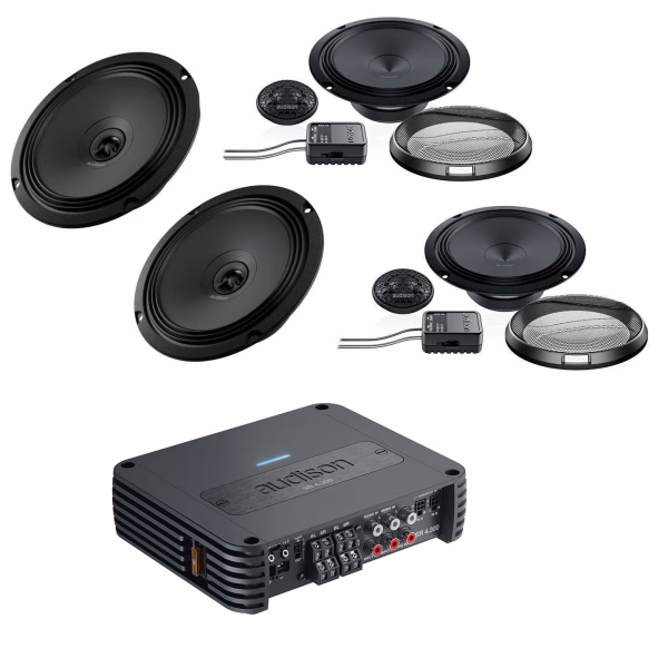 Audison Prima 2-way Coaxial & Component Car Speakers Kit Upgrade with 4 Channel Amplifier Package for Range Rover -...