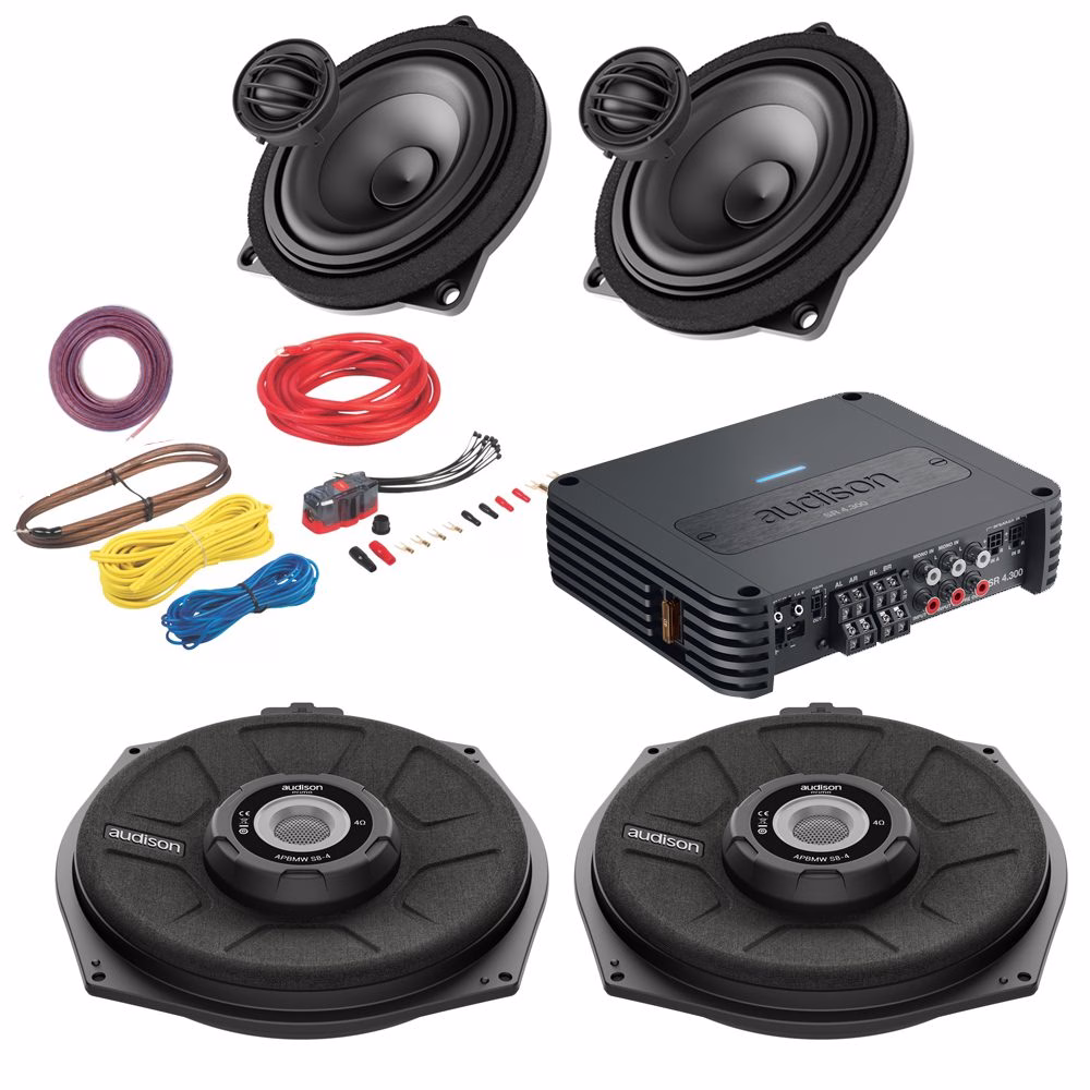 BMW 1 2 3 5 6 7 Series X1 X3 X5 X6 Car Audio Upgrade for Front door speakers & Subwoofer including Amplifier