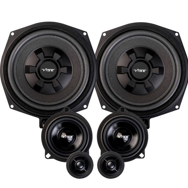 Vibe OPTISOUNDBMWF-V4 BMW Custom Fit 345 Watts 3 Way Component Door Speakers and Under-Seat Subwoofer Package