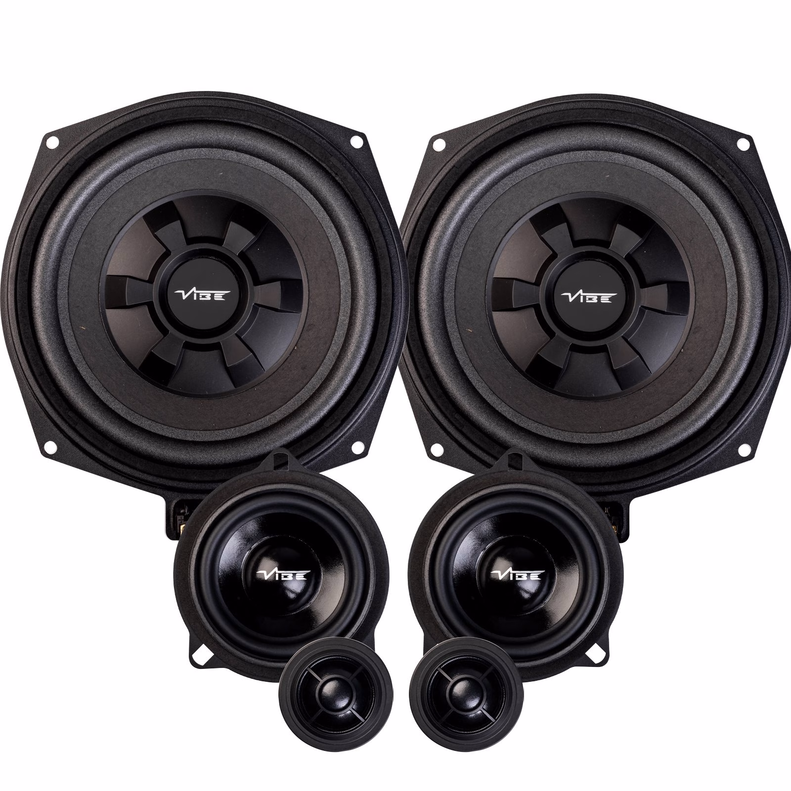 Vibe OPTISOUNDBMWF-V4 BMW Custom Fit 345 Watts 3 Way Component Door Speakers and Under-Seat Subwoofer Package -...