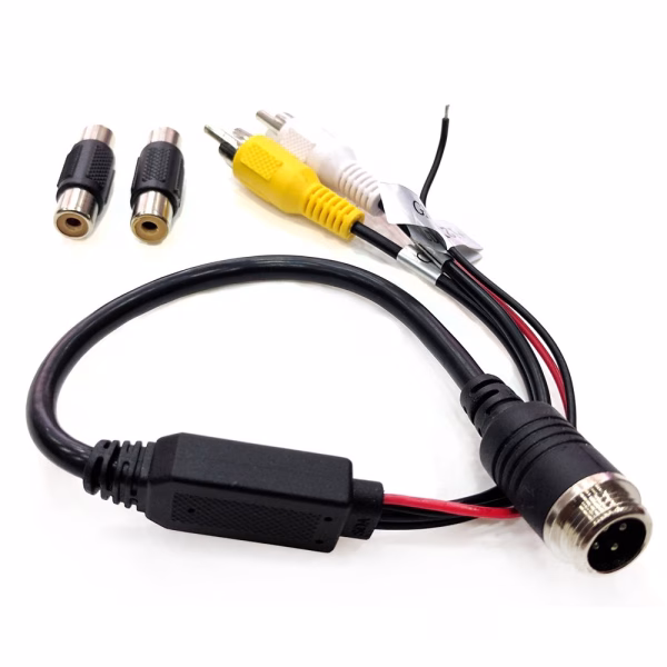 4 Pin Male Aviation to RCA AV Cable Lead Adaptor Convertor For CCTV Reverse Cams