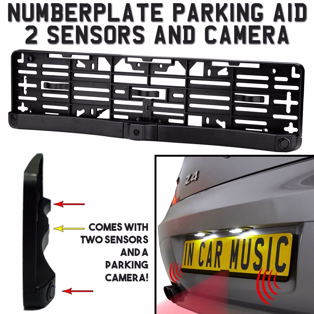 Number Plate Holder Mount Reverse Parking Sensor Sensors & Camera With Buzzer - incarmusic.co.uk