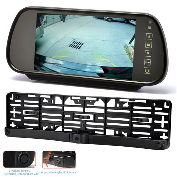 7" Inch Mirror Monitor Screen w/ Car Numberplate Parking Sensors & Camera Kit