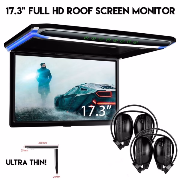 CM173HD 17.3" 1080p HD Ultra Thin Car Roof Screen with HDMI USB & SD Card Port