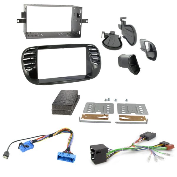 Fiat 500 Car Fascia Adaptor Facia Panel Fitting Kit + Steering Control Interface