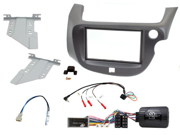 CTKHD17 Dark Grey Double Din Car Stereo Fascia Fitting Kit for Honda Jazz 2008-2014