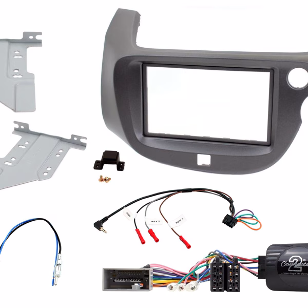 CTKHD17 Dark Grey Double Din Car Stereo Fascia Fitting Kit for Honda Jazz 2008-2014