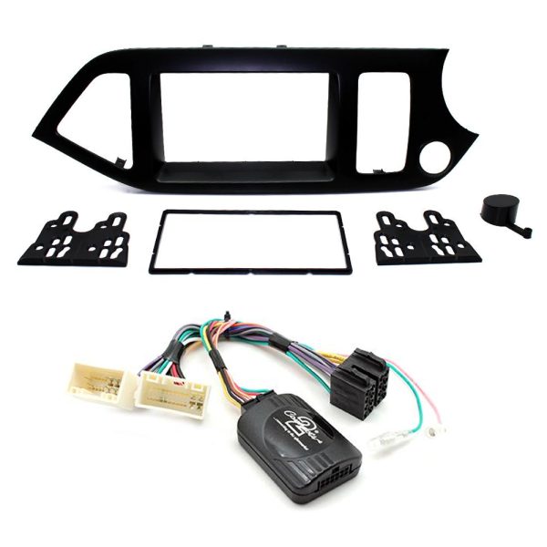 Kia Picanto 2011-15 Double Din Fascia Steering Controls Car Stereo Fitting Kit
