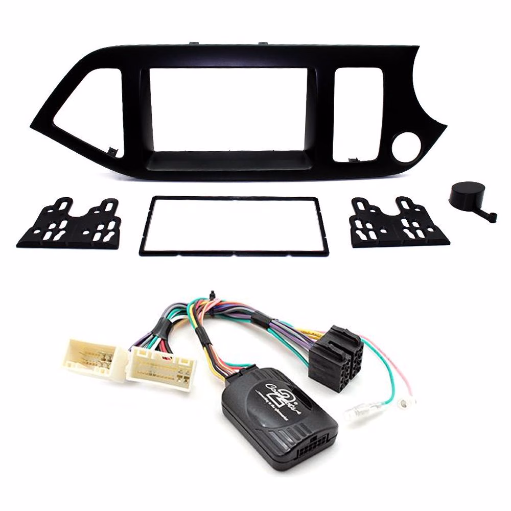 Kia Picanto 2011-15 Double Din Fascia Steering Controls Car Stereo Fitting Kit - incarmusic.co.uk