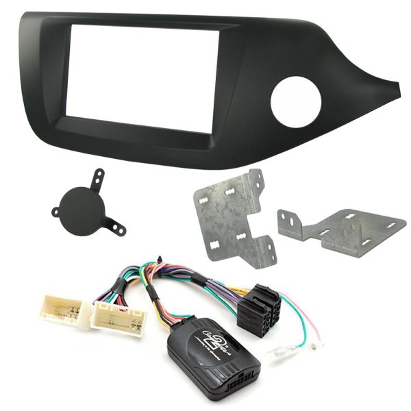 Kia Cee'd Double Din Fascia Steering Control Car Stereo Fitting Kit - MATT BLACK