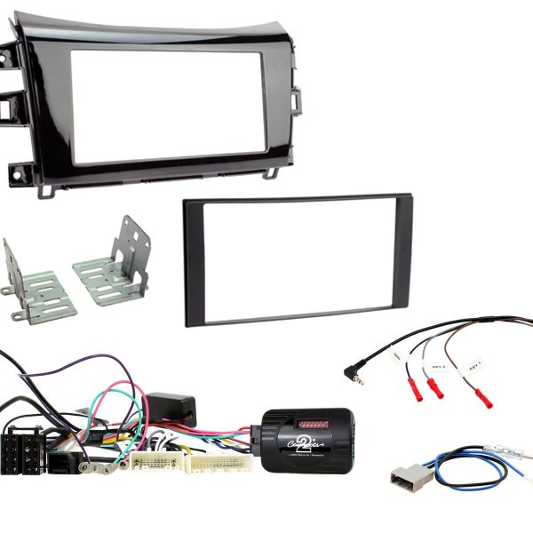 Double Din Car Stereo Fascia Complete Installation Fitting Kit Gloss Black For Nissan Navara 2015> - incarmusic.co.uk
