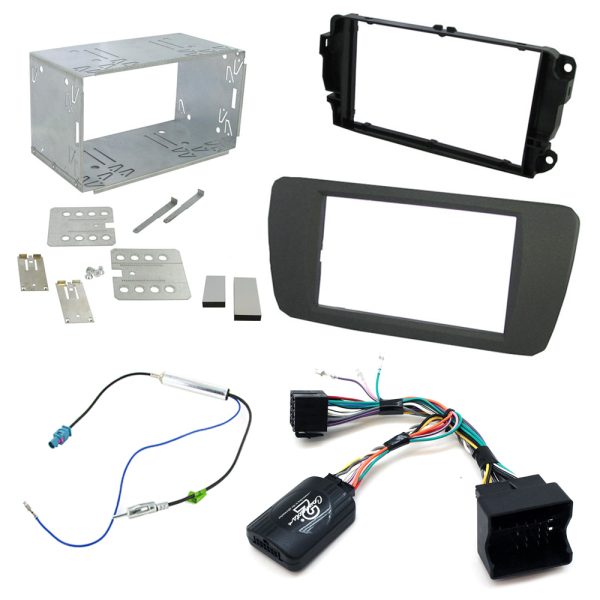 Seat Ibiza Mk4 6J Double Din Fascia w/ Steering Controls Car Stereo Fitting Kit