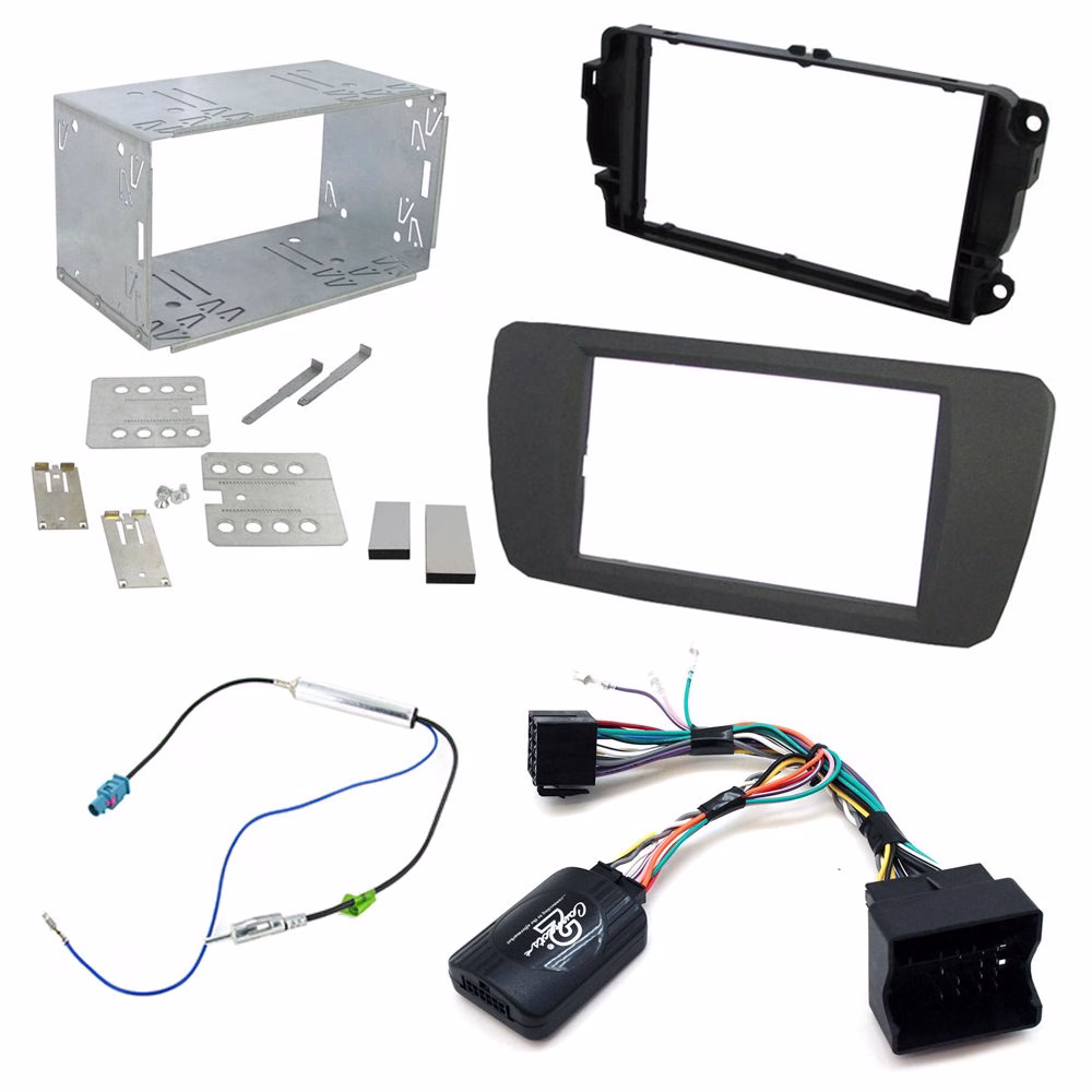 Seat Ibiza Mk4 6J Double Din Fascia w/ Steering Controls Car Stereo Fitting Kit - incarmusic.co.uk