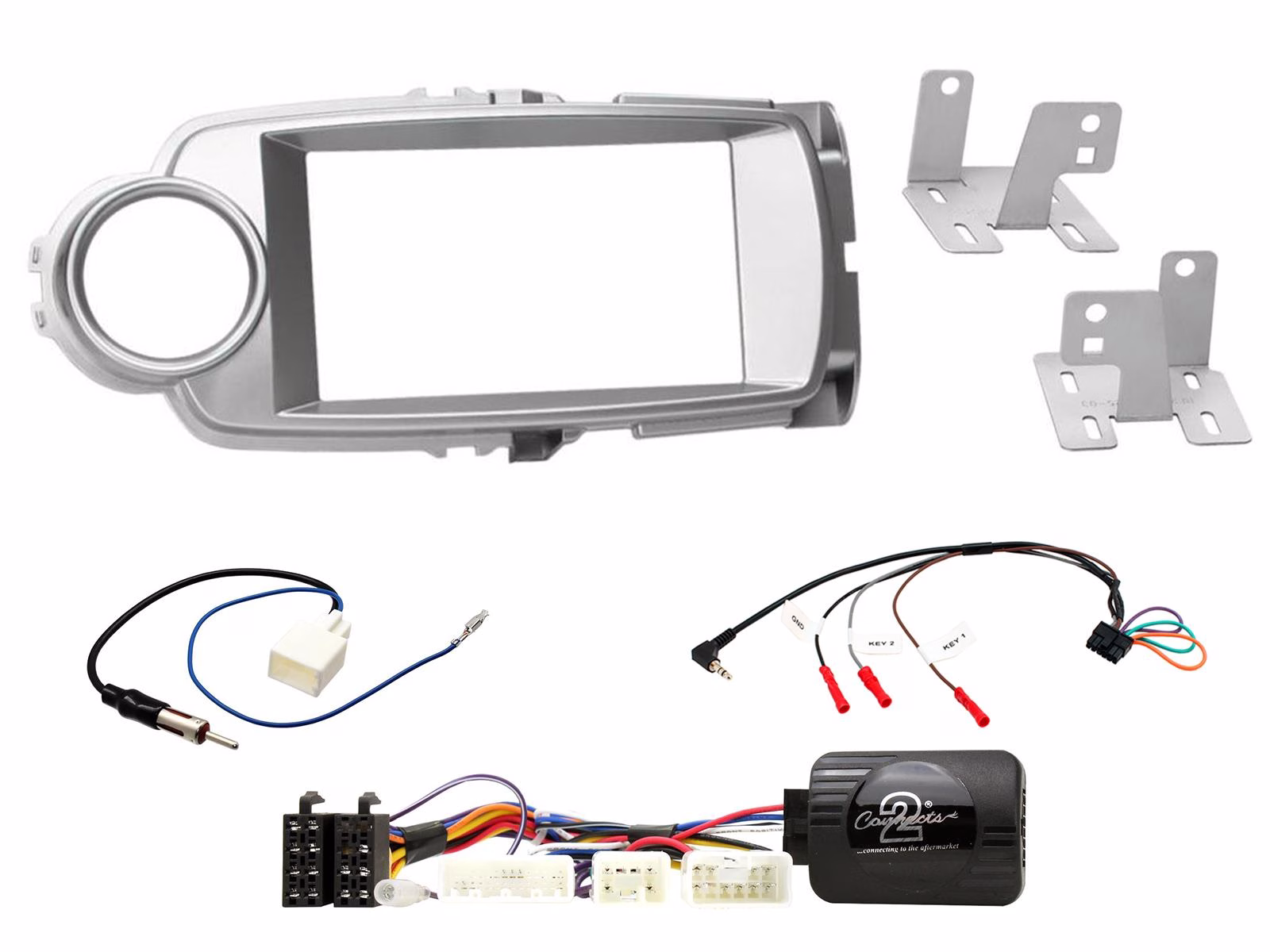 Double Din Fascia Steering Control Car Stereo Fitting Kit for Toyota Yaris 2012-2015 - incarmusic.co.uk