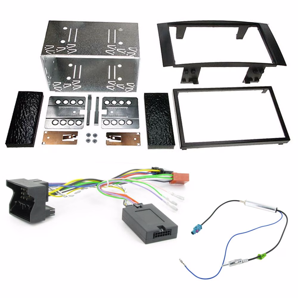 VW Touareg 04-09 Double Din Fascia w/ Steering Controls Car Stereo Fitting Kit - incarmusic.co.uk
