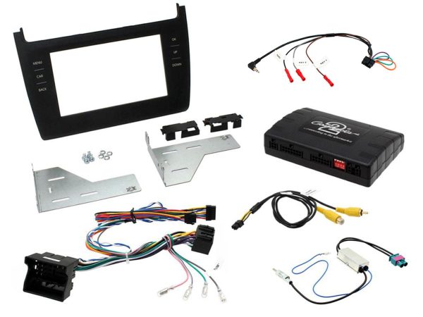 VW Polo 2014-15 Double Din Fascia Panel Steering Controls Car Stereo Fitting Kit