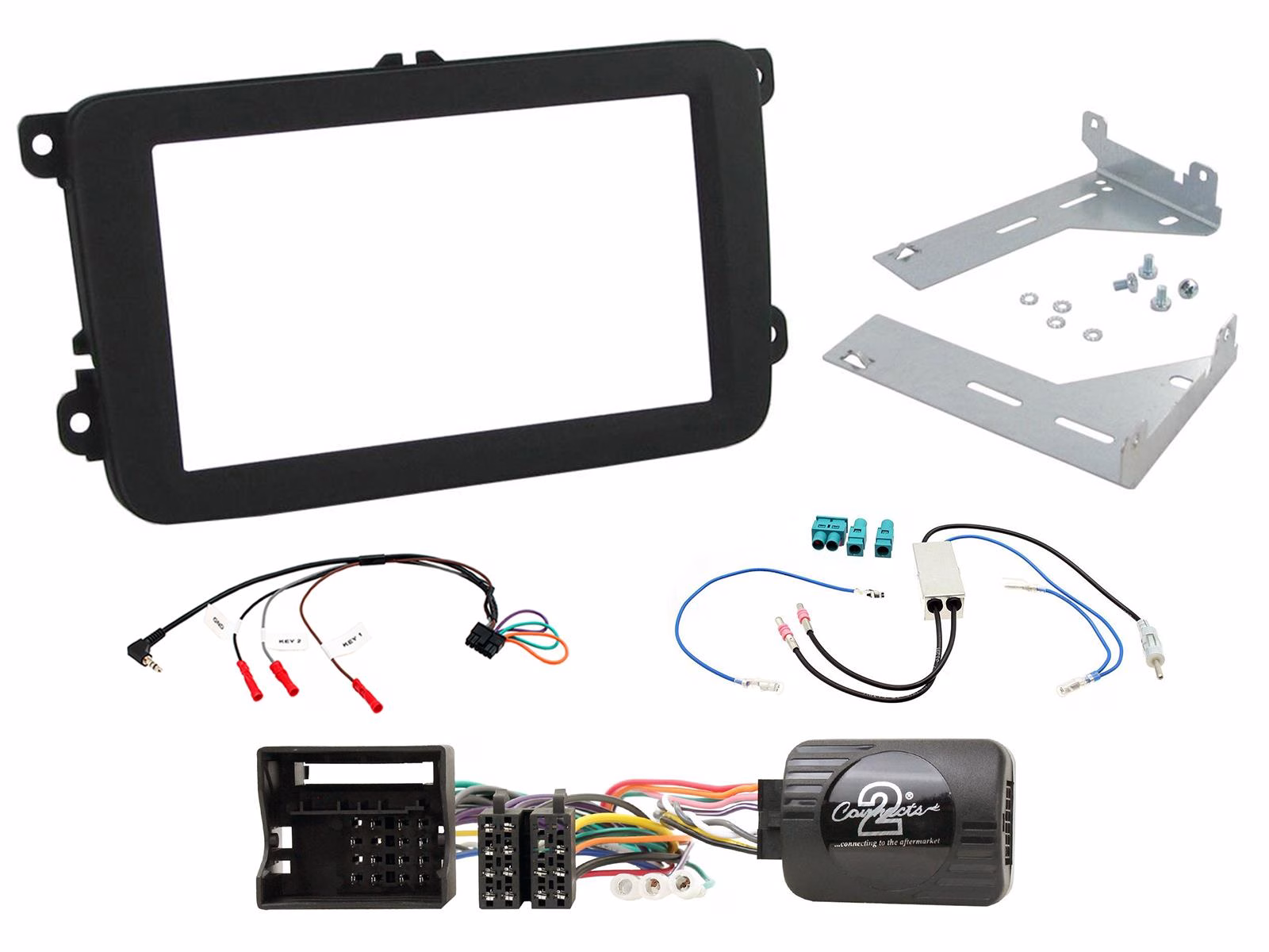Double Din Fascia Steering Control Car Stereo Pro Kit For VW Golf Mk5 Mk6 Tiguan - incarmusic.co.uk