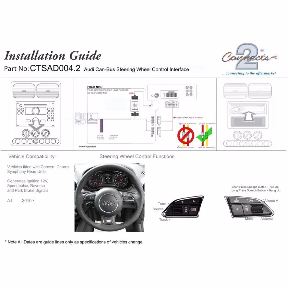 CTSAD004.2 Steering Control Adaptor for Audi A1 2010 Onwards Audi pa_vehicle-year, pa_make - incarmusic.co.uk