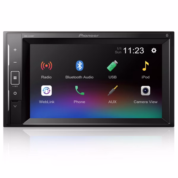 DMH-A240BT Pioneer 6.2” Double Din Touch Screen Car Stereo Radio with Bluetooth, WebLink, USB & AUX - incarmusic.co.uk