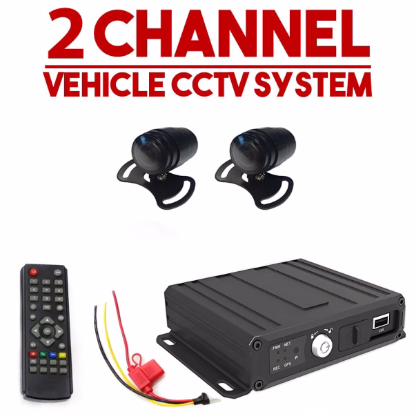 2x Cameras Vehicle CCTV DVR In Car Taxi Van Camera Security Monitoring System