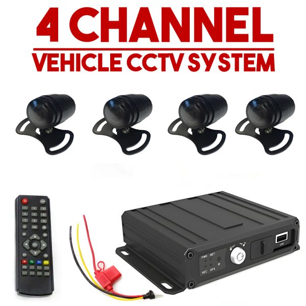 4x Cameras Vehicle CCTV DVR In Car Taxi Van Camera Security Monitoring System